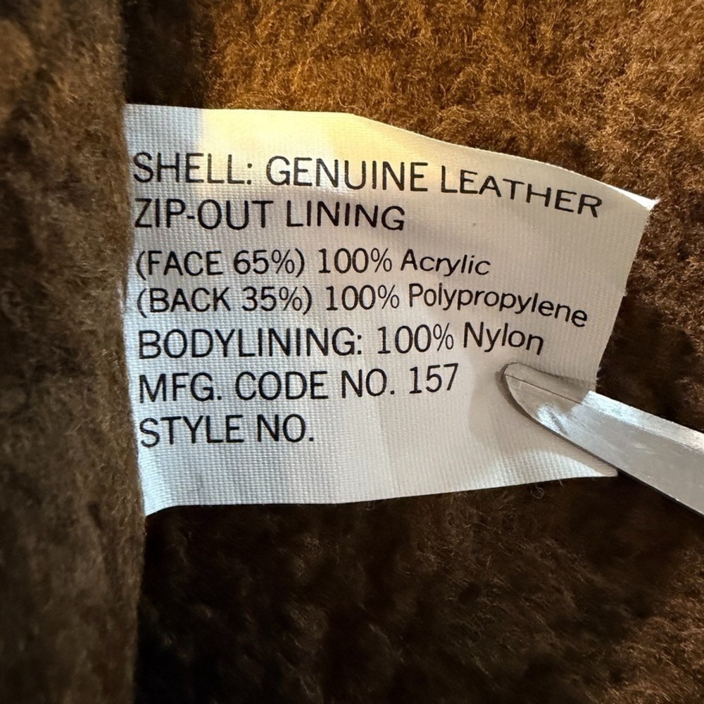 Vintage Sears The Leather Shop Brown Leather Jacket Men's 42 Reg Zip Front - Picture 9 of 16